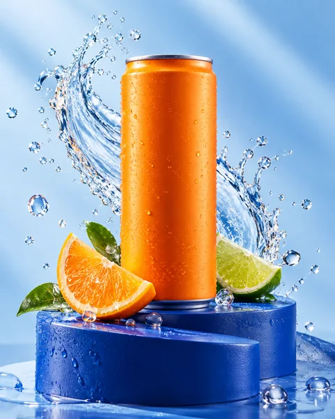 Illustrative orange beverage campaign creative